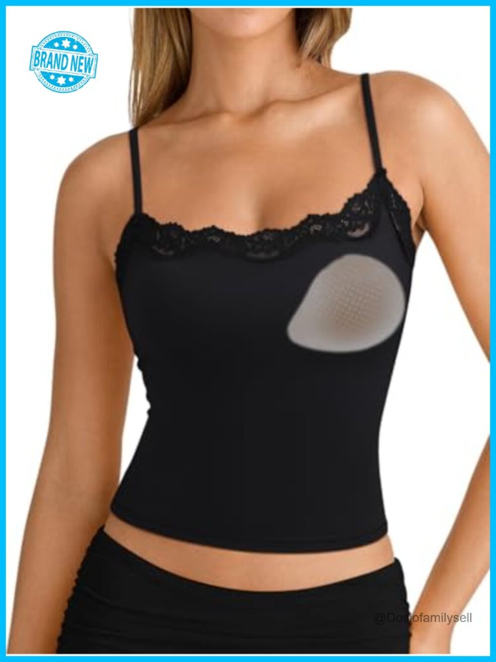 Double Lined Lace Cami Tank Top Square Neck Padded Going Out Summer